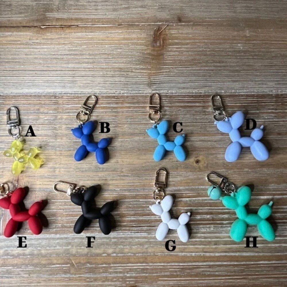 Cute Balloon Dog Keychains and Backpack, Purse & Phone Charms.
